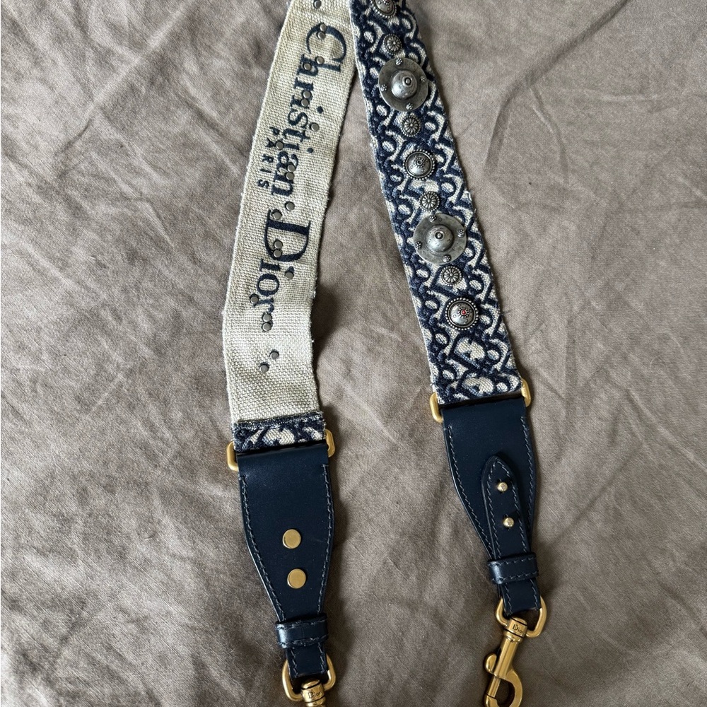 Christian Dior Blue and Cream Embellished Strap
